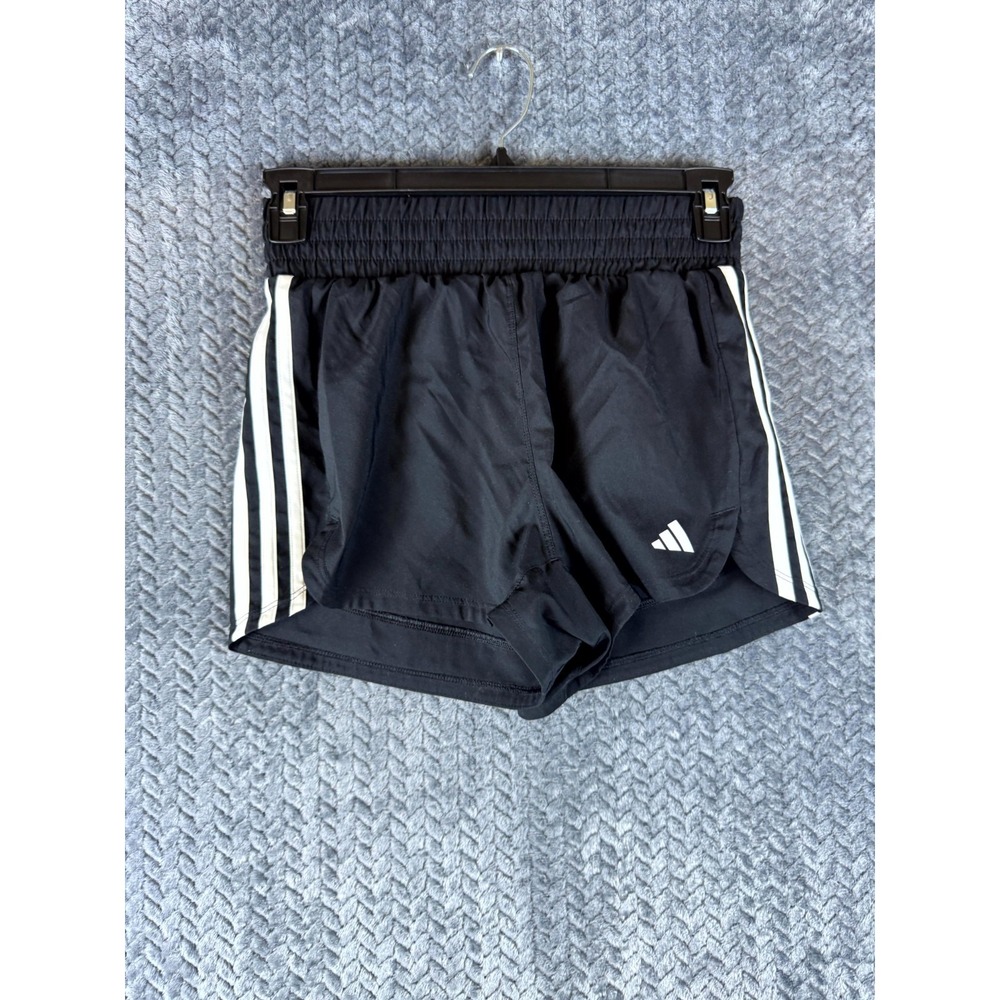 Adidas Aeroready Running Shorts Womens Small Black 3 Stripes Elastic Waist Gym